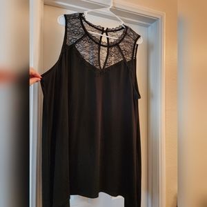 torrid Black Lace Yoke Tank Top